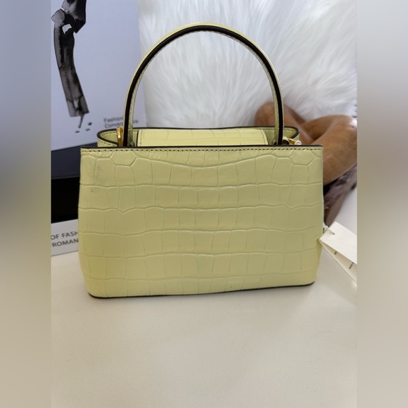 Rare Tory Burch Britten Embossed Mini Satchel Crossbody – Pastel Yellow Croc NWT - Picture 5 of 10